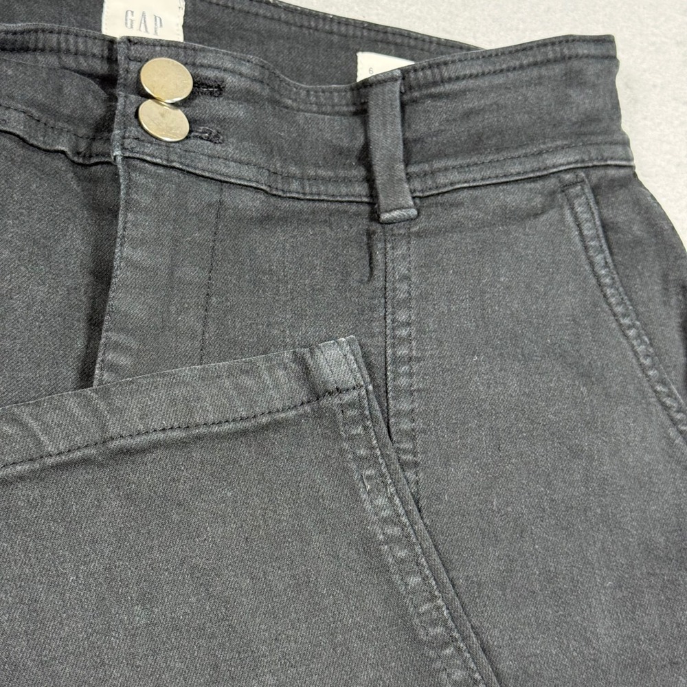 Gap Womens High Rise Skinny Pants Black Seam Detail Double Button Size 6